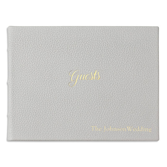 Personalized Grey Leather Guest Books